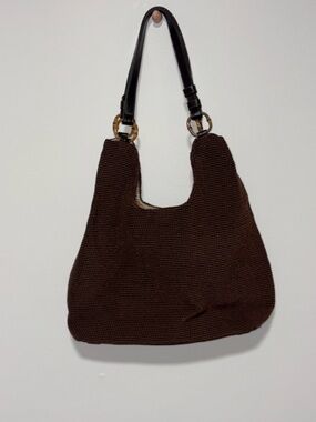 THE SAK Brown Knit Shoulder Bag with Leather Strap